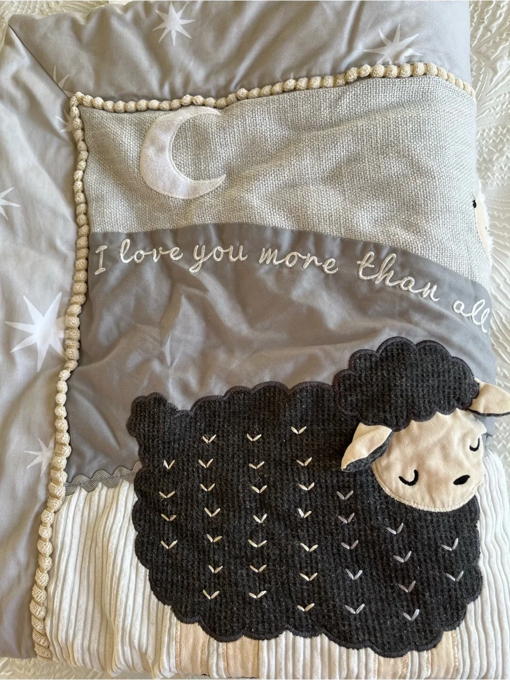 Lambs & Ivy Gray Sheep Nursery Comforter Neutral Baby Bedding